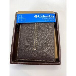 Columbia Passcase Wallet Genuine Leather Brown still in box
